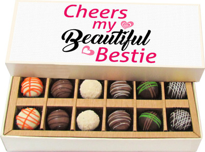 Chocholik Cheers My Beautiful Bestir - Dark, Milk, White Chocolate Truffles - 12pc Truffles(180 g)