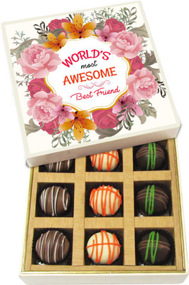 

Chocholik World's Most Awesome Best Friend - Dark, Milk, White Chocolate Truffles - 9pc Truffles(135 g)