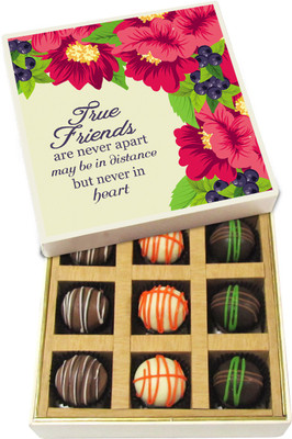 

Chocholik Friendship Gift - True Friends Are Never Apart - Dark, Milk, White Chocolate - 9pc Truffles(135 g)