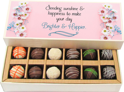 

Chocholik Sending Sunshine And Happiness - Dark, Milk, White Chocolate Truffles - 12pc Truffles(180 g)