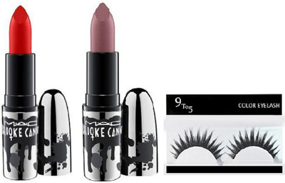 

9 to 5 eyelashes , Mac brooke candy long lasting Red & brown color lipstick (set of 2)(Set of 3)