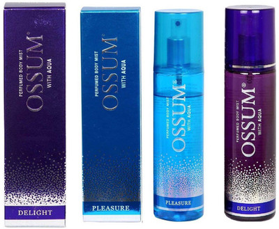 

OSSUM DELIGHT BODY PERFUME MIST 115 ML + PLEASURE BODY PERFUME MIST 115 ML Deodorant Spray - For Men & Women(230 ml, Pack of 2)