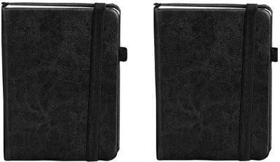 

INAB A6 Diary(Bonded Leather cover with Hand Stitched and Bound, Black, Pack of 2)