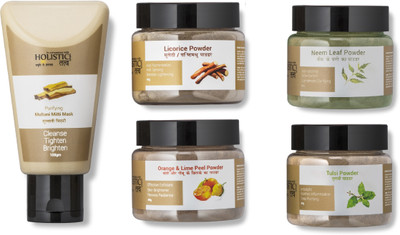

Holistic Tatv Skin Essential Kit for complete skin care solutions with Multani Mitti, Licorice, Orange-Lime peel , Neem and Tulsi powder 260 g(Set of 5)