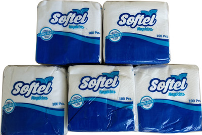 

Softel Table/Kitchen Napkins ( Pack of 5 ) - Extra Soft And Absorbent Paper With 1 Pairs Cotton Gloves.(Pack of 500)