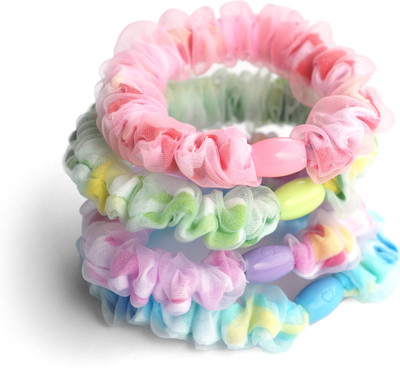 

Basicare long lasting with gauze polytail with ball connecter,bright color conbination,pack of 4 Hair Band(Pink)