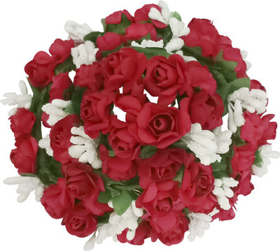

JewelMaze Pearl Red Floral Design Hair Brooch-1502268 Bun(Red)
