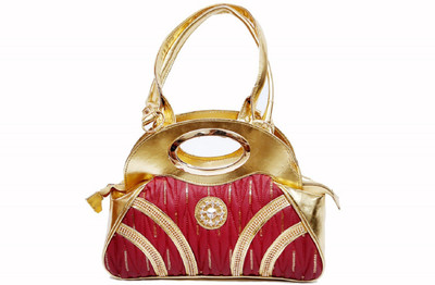 

DELMA Hand-held Bag(Maroon, Gold), Gold;maroon