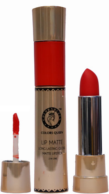 

COLORS QUEEN Lip Matte 2in1 Long Lasting Gloss & Matte Lipstick(Sweet Orange, 13 ml)
