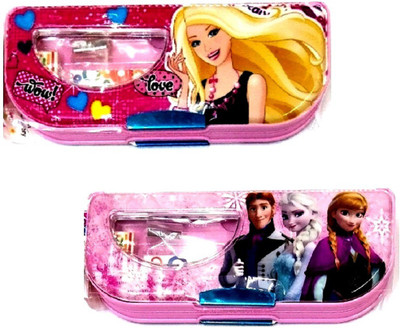 

S2KCrafts S2KC-1120 Princess Barbies stationery kit inside the box Art Plastic Pencil Boxes(Set of 2, Pink, Pink)