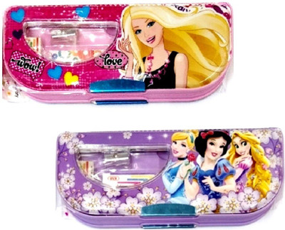 

S2KCrafts S2KC-1115 Princess Barbies stationery kit inside the box Art Plastic Pencil Boxes(Set of 2, Pink, Purple)
