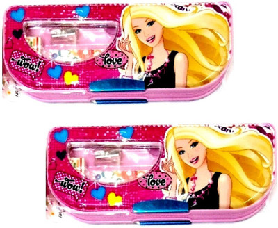

S2KCrafts S2KC-1117 Princess Barbies stationery kit inside the box Art Plastic Pencil Boxes(Set of 2, Pink, Pink)