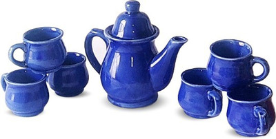

CROCKTO Navy Blue Cups Kettle Toy Tea Set for Kids - Miniature Baby Set with 1 Kettle and 6 Cups