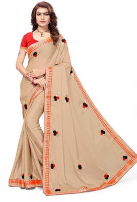 arriva fab Self Design Fashion Poly Georgette Saree(Beige) Flipkart