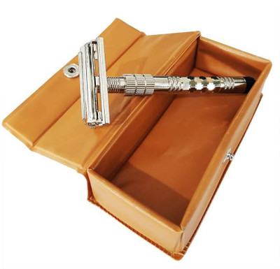 

EKAN Home & Salon Use Double Edge Safety Butterfly Razor, Shaving Razor For Men, Silver