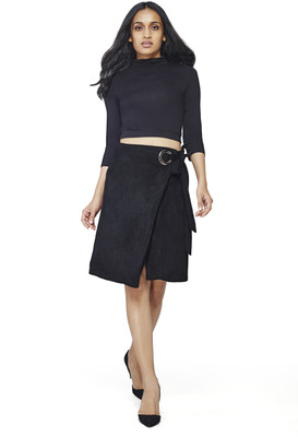 AND Solid Women Wrap Around Black Skirt