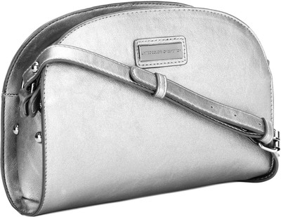 

United Colors of Benetton Women Casual Silver Genuine Leather Clutch