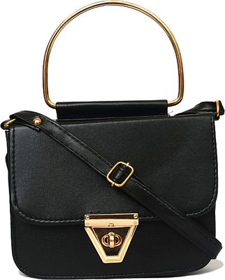

RISH Women Evening/Party, Casual Black PU Sling Bag