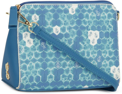 

Global Desi Women Casual White, Blue PU Sling Bag, Blue;white