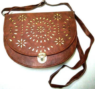 

Shops' Valley Girls Evening/Party Brown PU Sling Bag