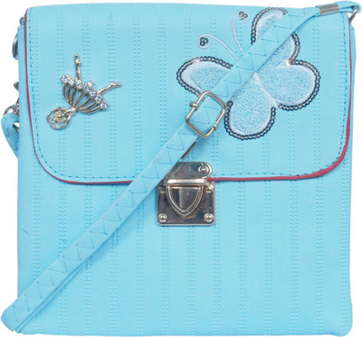 

VKENTERPRISESSERVICES Girls Evening/Party Blue PU Sling Bag