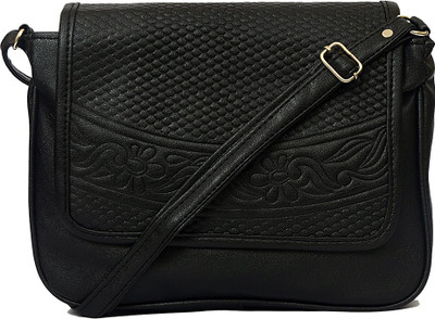 

RISH Women Casual Black PU Sling Bag