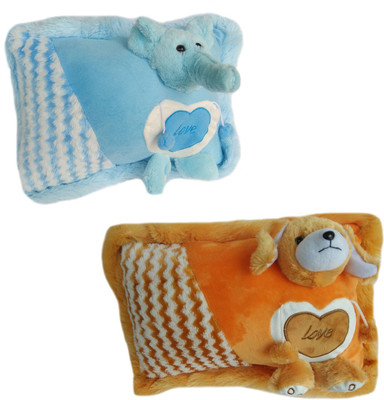 

MEGAEMART SOFT BABY PILLOW [BROWN AND BLUE] COMBO - 36 cm(Multicolor)