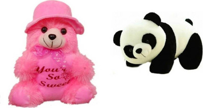 

HOMOKART Cute Pink Teddy Bear And Free Panda - 12 inch(Multicolor)