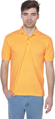 iDOLESHOP Solid Men Polo Neck Yellow T-Shirt