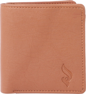 fledge Men Tan Genuine Leather Wallet(8 Card Slots)