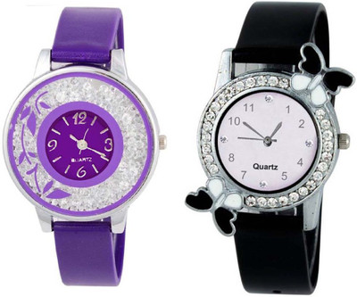 

Rage Enterprise New Designer Black Butterfly Purple Movable Diamond Men & Women Watch - For Girls