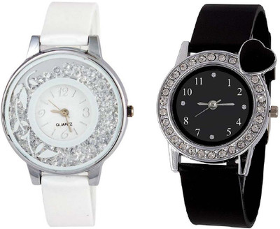 

Rage Enterprise New Stylish Look Black & White Movable Diamond Fancy Boys & Girls Watch - For Men & Women