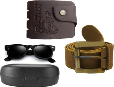 

Peacock Mundkar Wallet, Belt Combo(Black, Yellow)