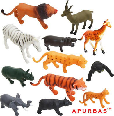 Apurbas 5 INCH WILD ANIMAL SUPER COMBP PACK OF 12(Multicolor)