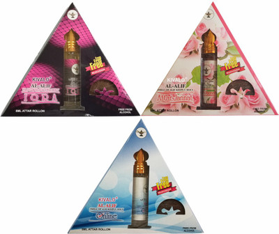 

Kivalo Ⓡ Pure Original Iqra, Attar Jannat & Online Roll On Attar Combo Pack of 3 x 8 ml with Free 3 x 10 g Bukhoor Coin Floral Attar(Musk)