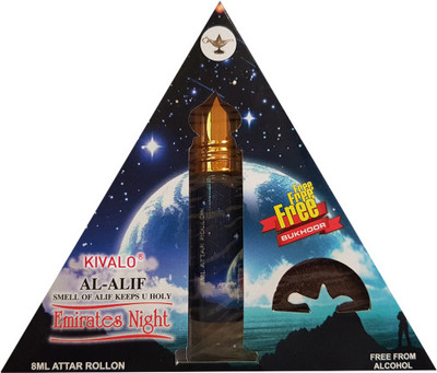 

Kivalo Ⓡ Pure Original Emirates Night Roll On Attar 8 ml with Free 10 g Bukhoor Coin Floral Attar(Musk)