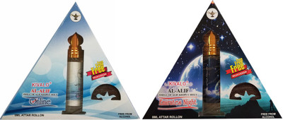 

Kivalo Ⓡ Pure Original Online & Emirates Night Roll On Attar Combo Pack of 2 x 8 ml with Free 2 x 10 g Bukhoor Coin Floral Attar(Musk)