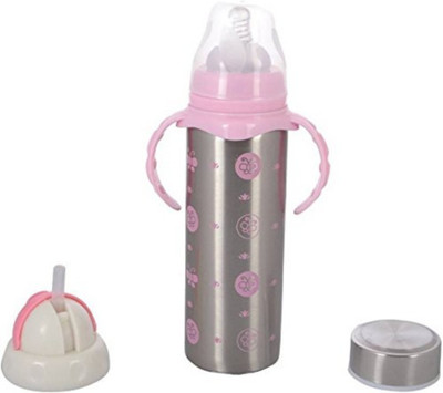 

Guru Kripa Baby Products  Presents 240 ml Multi functional Baby Food Grade Cartoon Print Stainless Steel Feeding Bottle Cum Straw Cum Sipper With Silicone Straw Thermos Flask Vacuum Water Bottle Attractive Color And Beautiful Design (12 Hours Hot-Cold 