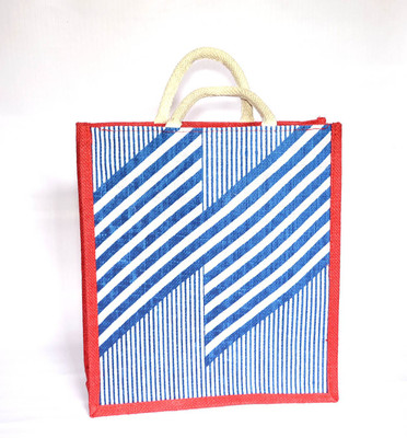 

IMPRESSIONS FOREVER STRIPES JUTE LUNCH BAG BLUE/RED Waterproof Lunch Bag(Red, 5 L)