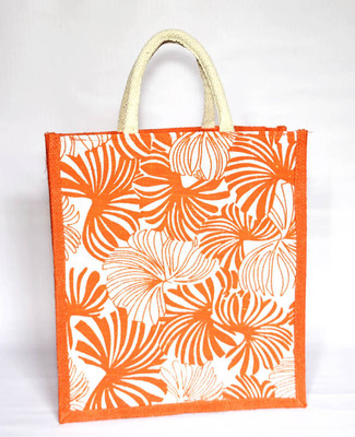 

IMPRESSIONS FOREVER FLOWER JUTE LUNCH BAG ORANGE Waterproof Lunch Bag(Orange, 5 L)