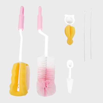 

Guru Kripa Baby Products Rotary Feeding Bottle Brush With Nipple Brush 360 Degree Rotational Freedom For Cleaning Your Baby Feeding Milk Bottles Thick Bristled For Good Cleaning (PINK)(Pink)