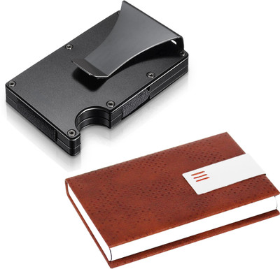 

OKASTA Combo of 1 Black Metal ATM With Money Clip Limited Edition & 1 Gorgeous Enticing ATM / ID / DEBIT / CREDIT / VISITNG 15 Card Holder(Set of 2, Multicolor)