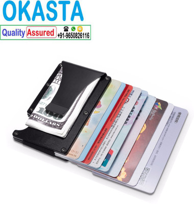 

OKASTA Combo of 1 Black Metal ATM With Money Clip Limited Edition & 1 Trendy Official ATM / ID / DEBIT / CREDIT / VISITNG 15 Card Holder(Set of 2, Black)