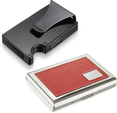 

OKASTA Combo of 1 Silver Metal ATM With Money Clip Limited Edition & 1 Official Modern ATM / ID / DEBIT / CREDIT / VISITNG 15 Card Holder(Set of 2, Multicolor)