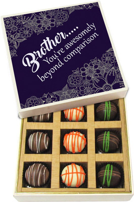 

Chocholik Rakshabandhan Gift Box - Brother You're Awesomely Beyond Comparision - Dark, Milk, White Chocolate Truffles - 9pc Truffles(135 g)