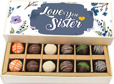 

Chocholik Rakshabandhan Gift Box - Love You Sister - Dark, Milk, White Chocolate Truffles - 12pc Truffles(180 g)