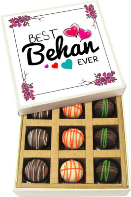 

Chocholik Rakshabandhan Gift Box - Best Behan Ever - Dark, Milk, White Chocolate Truffles - 9pc Truffles(135 g)