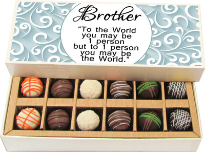 

Chocholik Rakshabandhan Gift Box - Brother You Are World to Me - Dark, Milk, White Chocolate Truffles - 12pc Truffles(180 g)