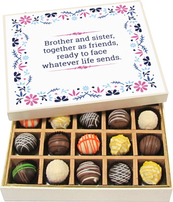 

Chocholik Rakshabandhan Gift Box - Brother and Sister Together as Friends - Dark, Milk, White Chocolate Truffles - 20pc Truffles(300 g)