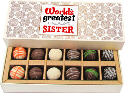 

Chocholik Rakshabandhan Gift Box - World's Greatest Sister - Dark, Milk, White Chocolate Truffles - 12pc Truffles(180 g)